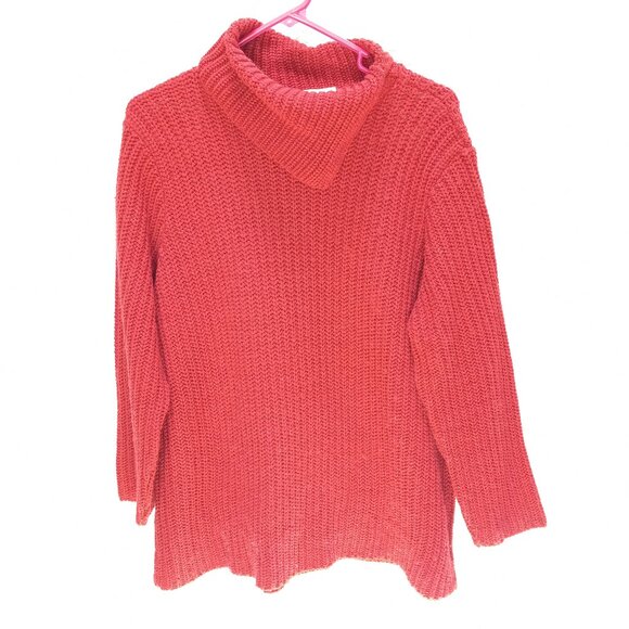 Bobbie Brooks Rusty Red Thick Knit Fold-Down Collar Sweater Sz-LG (T-389) - Picture 3 of 11